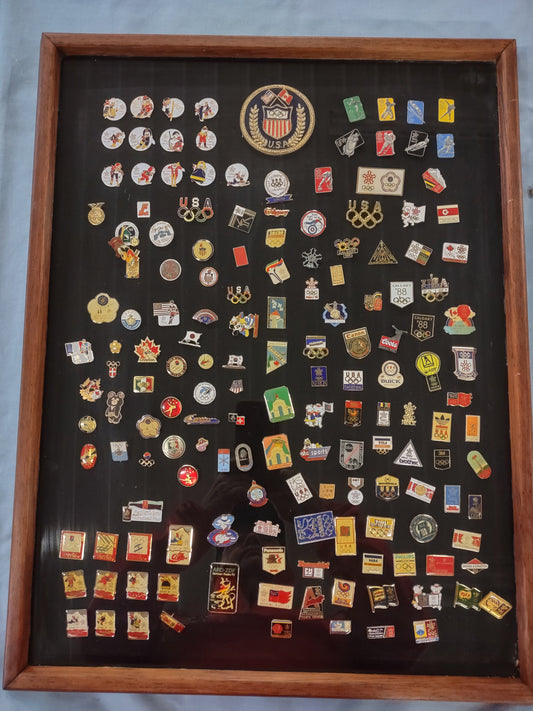 Amazing Olympic Pin Collection (161 pins) Framed box 4