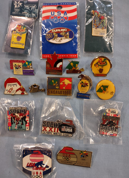 Limited Edition Olympic Curling Pins (17 pins) box 20