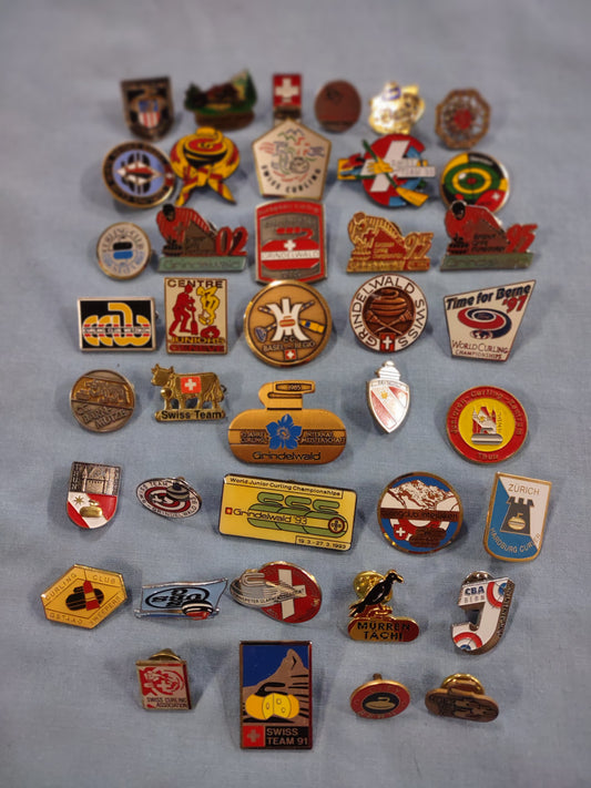 Swiss Curling Pin Collection (40 pins) box 6