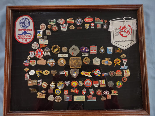 Large Swiss Curling Pin Collection (97 pins) box 2
