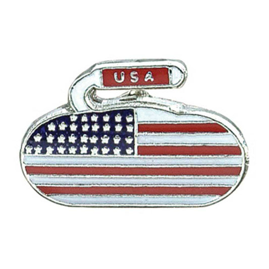 Curling Rock USA Flag Pin